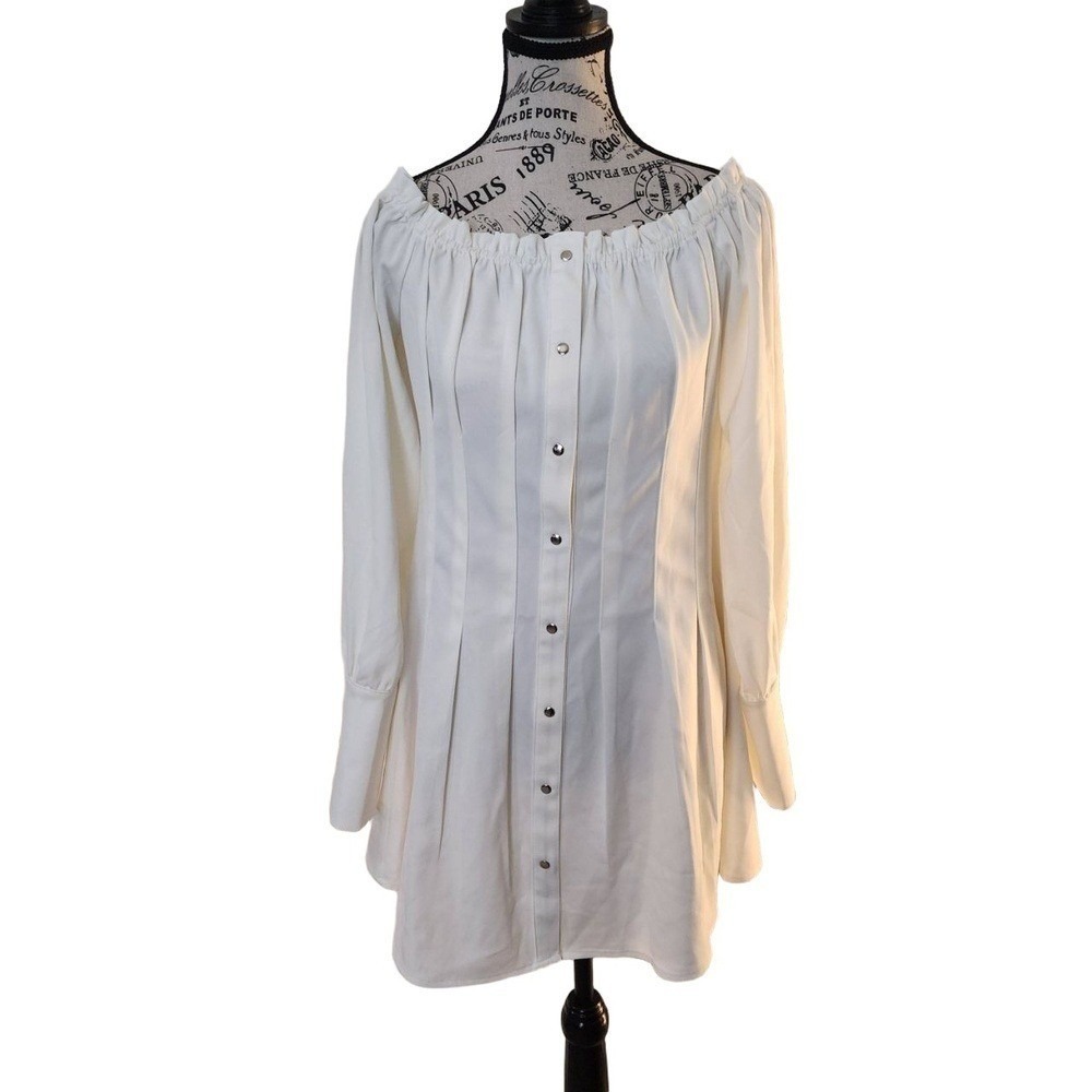 Fashion Nova Gaze At Me White Off Shoulder Mini Dress XL Long Sleeve